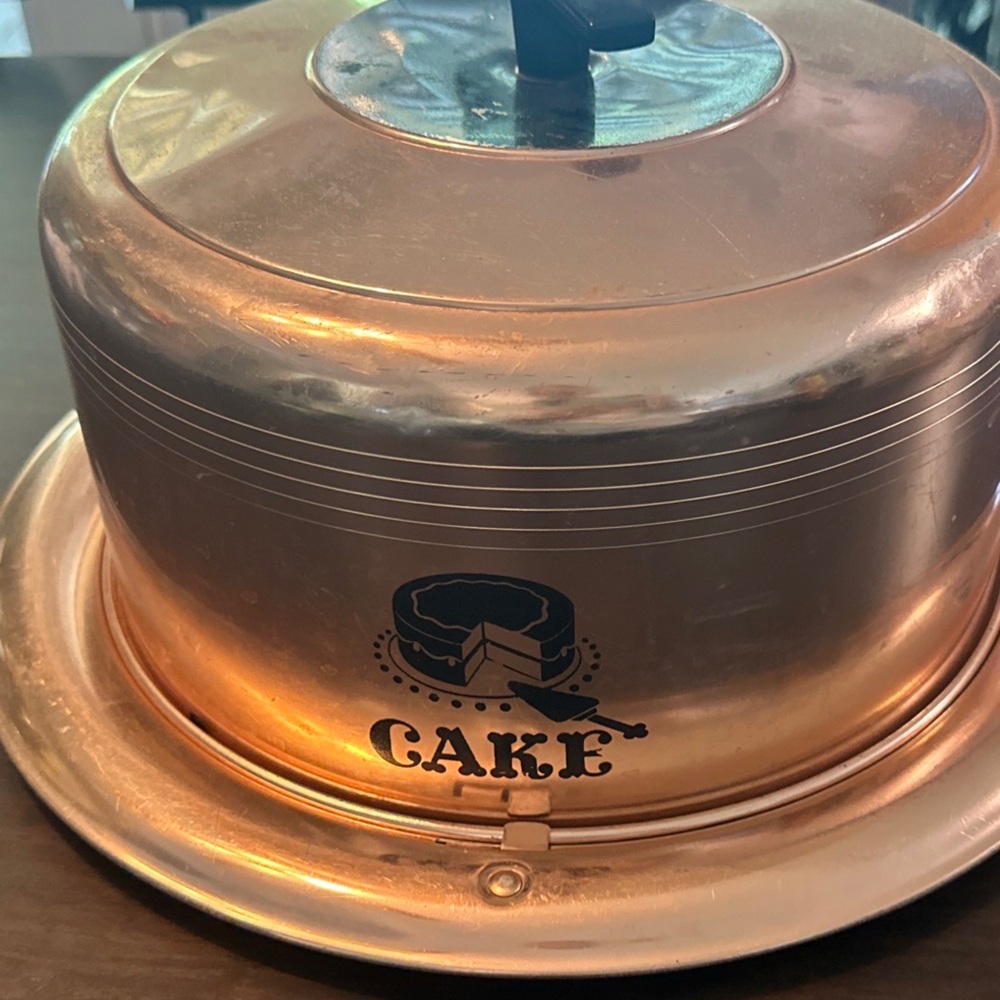 Vintage West Bend 1950s Rose Copper‎ Metal locking Cake Carrier 14.5" dia. - Picture 5 of 9